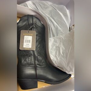 Shyanne Black Faux Leather Western Ankle Boots